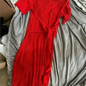 Red midi dress